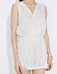 cheap Women&#039;s Jumpsuits &amp; Rompers-Women&#039;s Holiday / Beach Boho Deep V White Romper, Solid Colored Lace S L Sleeveless Summer