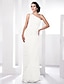 cheap Evening Dresses-Sheath / Column Elegant Dress Prom Formal Evening Floor Length Sleeveless One Shoulder Chiffon with Beading Side Draping 2023