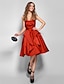 זול שמלות לאירועים מיוחדים-A-Line 1950s Dress Holiday Homecoming Knee Length Sleeveless Strapless Satin with Pleats 2023