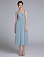 tanie Suknie dla mamy panny młodej-ołówkowa / kolumnowa sukienka dla matki panny młodej sukienka rozkładana ramiączka długość do herbaty szyfon koronka rękaw 3/4 z marszczonymi cekinami 2021