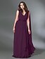 cheap Special Occasion Dresses-A-Line V Neck Floor Length Chiffon / Stretch Satin Dress with Draping / Sash / Ribbon by TS Couture®