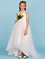 cheap Junior Bridesmaid Dresses-Ball Gown Asymmetrical Crew Neck Tulle Junior Bridesmaid Dresses&amp;Gowns With Beading Open Back Kids Wedding Guest Dress 4-16 Year