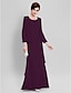 cheap Mother of the Bride Dresses-Sheath / Column Mother of the Bride Dress Wrap Included Scoop Neck Floor Length Chiffon Long Sleeve with Beading 2022