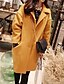 Χαμηλού Κόστους Γυναικεία Παλτό &amp; Καμπαρντίνες-Γυναικεία Παλτό Καθημερινά Χειμώνας Μακρύ Παλτό Κολάρο Πουκαμίσου Κανονικό Σακάκια Μακρυμάνικο Μονόχρωμο Ανθισμένο Ροζ Κίτρινο Μπλε Απαλό
