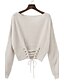 cheap Women&#039;s Sweaters-Women&#039;s Solid Colored Pullover Cotton Long Sleeve Regular Sweater Cardigans Boat Neck Fall Winter White Yellow Army Green / Lace up