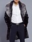 cheap Men&#039;s Jackets &amp; Coats-Men&#039;s Daily Fall / Winter Plus Size Long Fur Coat, Solid Colored Shirt Collar Long Sleeve Faux Fur Black