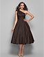 cheap Cocktail Dresses-A-Line Minimalist Elegant Cocktail Party Wedding Party Dress One Shoulder Sleeveless Tea Length Taffeta with Sash / Ribbon 2020