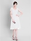 Χαμηλού Κόστους Φορέματα για τη Μητέρα της Νύφης-Γραμμή Α Φόρεμα Μητέρας της Νύφης Μικρό Μαύρο Φόρεμα Λαιμόκοψη V Κάτω από το γόνατο Σιφόν Τούλι Κοντομάνικο με Πιασίματα Χάντρες 2022