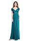 cheap Mother of the Bride Dresses-Sheath / Column V Neck Floor Length Jersey Mother of the Bride Dress with Beading / Appliques / Criss Cross by LAN TING BRIDE®