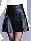 olcso Női szoknyák-Női Extra méret A-vonalú Poliuretán Szoknyák - Egyszínű Fekete M L XL / Tél