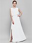 cheap Mother of the Bride Dresses-Sheath / Column Jewel Neck Floor Length Chiffon / Lace Mother of the Bride Dress with Lace by LAN TING BRIDE®