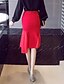 cheap Plus Size Bottoms-Women&#039;s Bodycon Trumpet / Mermaid Skirts Going out Plus Size Solid Colored Split Black Red S M L / Rivet / Sexy