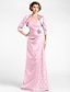 cheap Mother of the Bride Dresses-Sheath / Column Mother of the Bride Dress Wrap Included Strapless Straight Neckline Floor Length Satin Beaded Lace 3/4 Length Sleeve with Beading Side Draping Flower 2023