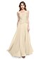 cheap Mother of the Bride Dresses-A-Line V Neck Floor Length Chiffon / Lace Mother of the Bride Dress with Lace by LAN TING BRIDE®