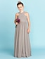 Χαμηλού Κόστους Φορέματα για παρανυφάκια-Πριγκίπισσα Μακρύ Λαιμόκοψη V Σιφόν Junior Bridesmaid Dresses &amp; Gowns Με Ζώνη / Κορδέλα Ανοικτή Πλάτη Νυφικά Φορέματα 4-16 ετών