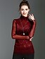 cheap Women&#039;s Blouses &amp; Shirts-Women&#039;s Holiday / Going out Vintage / Street chic T-shirt - Solid Colored Turtleneck Wine L