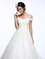 olcso Menyasszonyi ruhák-Esküvői ruhák Báli ruha Aszimmetrikus Rövid ujjú Udvariuszály Organza Menyasszonyi ruhák Val vel Gyöngydíszítés Rátétek 2024