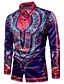 abordables Camisas estampadas para hombre-Hombre Camisa Tribal Cuello Inglés Diario Estampado Manga Larga Delgado Tops Lujo Vintage Boho Verde Trébol Morado Amarillo