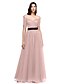 cheap Special Occasion Dresses-A-Line Celebrity Style Prom Formal Evening Dress Off Shoulder Short Sleeve Floor Length Tulle with Sash / Ribbon Criss Cross 2020