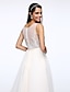 זול שמלות כלה-גזרת A סקופ צוואר באורך הקרסול טול שמלות חתונה עם אפליקציות / כפתור על ידי LAN TING BRIDE® / שקוף
