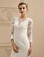 cheap Wedding Dresses-Wedding Dresses Mermaid / Trumpet V Neck 3/4 Length Sleeve Sweep / Brush Train Lace Bridal Gowns With Buttons Appliques 2023