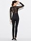 cheap Women&#039;s Jumpsuits-Women&#039;s Jumpsuit Mesh Lace Solid Colored Round Neck Daily Club Slim Slim Long Sleeve Black S M L Fall