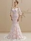 olcso Menyasszonyi ruhák-Esküvői ruhák Harang fazon Aszimmetrikus Háromnegyedes Seprűuszály Csipke Menyasszonyi ruhák Val vel Gombok 2024
