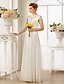 cheap Wedding Dresses-A-Line / Princess Illusion Neck Floor Length Chiffon / Lace Made-To-Measure Wedding Dresses with Sashes / Ribbons / Criss Cross by LAN TING BRIDE® / See-Through