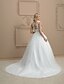 cheap Wedding Dresses-Hall Wedding Dresses Ball Gown Jewel Neck Regular Straps Court Train Organza Bridal Gowns With Appliques 2023