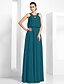 abordables Robes de cérémonie-Ball Gown Cut Out Dress Prom Floor Length Sleeveless Scoop Neck Chiffon with Criss Cross Beading 2022 / Formal Evening / Keyhole