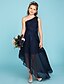 cheap Junior Bridesmaid Dresses-A-Line Asymmetrical One Shoulder Chiffon Junior Bridesmaid Dresses&amp;Gowns With Side Draping Kids Wedding Guest Dress 4-16 Year