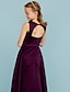 cheap Junior Bridesmaid Dresses-A-Line Floor Length Junior Bridesmaid Dress Party Satin Jewel Neck with Sash / Ribbon 2022 / Wedding Party / Open Back