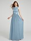 cheap The Wedding Store-Sheath / Column Bridesmaid Dress Bateau Neck Sleeveless Elegant Floor Length Chiffon / Lace Bodice with Lace / Sash / Ribbon 2022