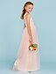 cheap Junior Bridesmaid Dresses-Princess Floor Length Crew Neck Lace Junior Bridesmaid Dresses&amp;Gowns With Pleats Pink Kids Wedding Guest Dress 4-16 Year