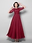 お買い得  マダムドレス-A-Line Mother of the Bride Dress Elegant Jewel Neck Ankle Length Chiffon Half Sleeve with Sash / Ribbon Ruched 2023