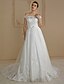 cheap Wedding Dresses-Engagement Open Back Royal Style Formal Wedding Dresses Ball Gown Off Shoulder Cap Sleeve Court Train Lace Bridal Gowns With Sashes / Ribbons Bow(s) 2024