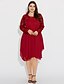 cheap Plus Size Dresses-Women&#039;s Lace Plus Size Daily Loose Dress - Solid Colored Lace Spring Cotton Wine L XL XXL XXXL