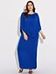 cheap Plus Size Dresses-Women&#039;s Off Shoulder Plus Size Daily Club Maxi Sheath Dress - Solid Colored Ruched Boat Neck Spring Navy Blue Army Green Royal Blue XL XXL XXXL