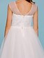 cheap Junior Bridesmaid Dresses-Ball Gown Asymmetrical Crew Neck Tulle Junior Bridesmaid Dresses&amp;Gowns With Beading Open Back Kids Wedding Guest Dress 4-16 Year