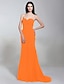 Χαμηλού Κόστους Βραδινά Φορέματα-Ίσια Γραμμή Μινιμαλιστική Φόρεμα Αρραβώνας Ουρά Αμάνικο Καρδιά Σιφόν με Χιαστί 2022 / Επίσημο Βραδινό