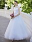 cheap Wedding Dresses-Ball Gown High Neck Ankle Length Tulle Made-To-Measure Wedding Dresses with Sequin / Appliques by LAN TING BRIDE® / Sparkle &amp; Shine / See-Through