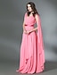 cheap Special Occasion Dresses-A-Line V Neck Floor Length Chiffon / Stretch Satin Dress with Draping / Sash / Ribbon by TS Couture®