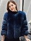cheap Women&#039;s Furs &amp; Leathers-Women&#039;s Daily Fall / Winter Short Fur Coat, Solid Colored Round Neck Long Sleeve Fox Fur Gray / Purple / Pink