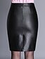 cheap Women&#039;s Skirts-Women&#039;s Daily Plus Size PU Bodycon Skirts - Solid Colored Split Winter Black M L XL