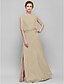 cheap Mother of the Bride Dresses-Sheath / Column Jewel Neck Floor Length Chiffon / Lace Mother of the Bride Dress with Lace by LAN TING BRIDE®