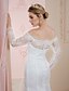 baratos Vestidos de Casamento-Salão Estilo real Vestidos de noiva Sereia Ombro a Ombro Manga Longa Cauda Corte Renda Vestidos de noiva Com Botões Detalhes em Cristal 2024