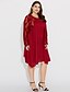 cheap Plus Size Dresses-Women&#039;s Lace Plus Size Daily Loose Dress - Solid Colored Lace Spring Cotton Wine L XL XXL XXXL