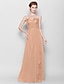 cheap Mother of the Bride Dresses-Sheath / Column Scoop Neck Floor Length Chiffon / Lace Mother of the Bride Dress with Lace by LAN TING BRIDE® / See Through