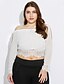 cheap Women&#039;s T-shirts-Women&#039;s Going out Weekend Plus Size Loose T-shirt - Solid Colored Lace White / Summer / Embroidery / Sexy