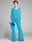 cheap Mother of the Bride Dresses-Jumpsuits Sheath / Column Mother of the Bride Dress Convertible Dress Jumpsuits Scoop Neck Floor Length Chiffon Long Sleeve with Beading 2022